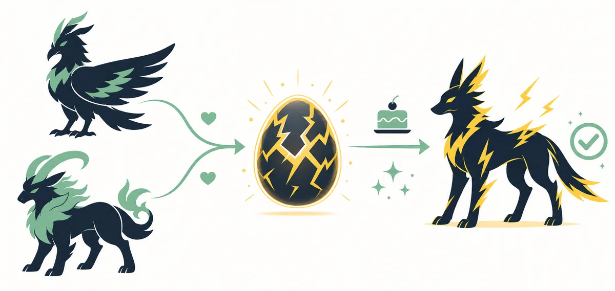 Fluxo editorial de dois pais para um ovo e um canino elétrico